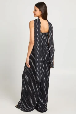 Combinaison-pantalon Large À Pois Mono Avec Détail Foulard