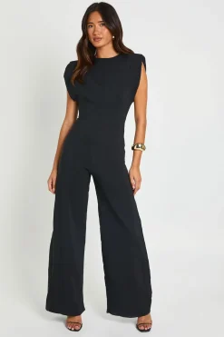 Combinaison Pantalon Large À Épaulettes Structurées Et Dos Échancré