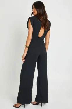 Combinaison Pantalon Large À Épaulettes Structurées Et Dos Échancré