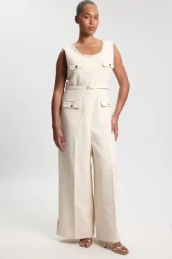KarenMillen Combinaison Pantalon Large Tailleur En Tweed Avec Finitions Ornées Grande Taille<Femme Combinaisons Et Combishorts