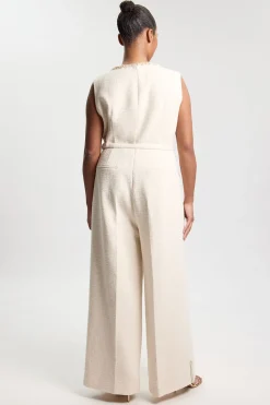 KarenMillen Combinaison Pantalon Large Tailleur En Tweed Avec Finitions Ornées Grande Taille<Femme Combinaisons Et Combishorts