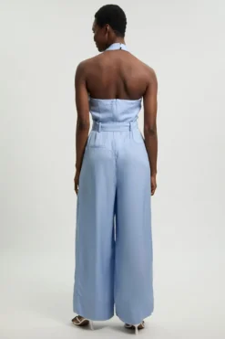 KarenMillen Combinaison-pantalon Large Tissée En Viscose Lin Premium À Col Licou Croisé Avec Ceinture<Femme Combinaisons Et Combishorts