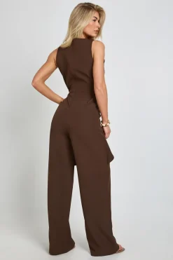 Combinaison Pantalon Large Taille Cache-cœur Avec Finitions Dorées