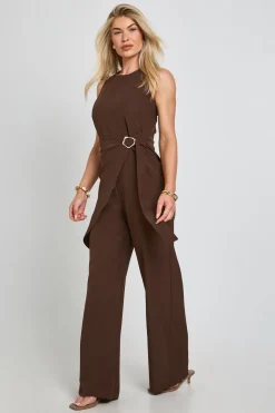 Combinaison Pantalon Large Taille Cache-cœur Avec Finitions Dorées