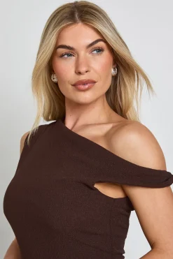 boohoo Combinaison Pantalon Large Texturée Col Asymétrique<Femme Looks Chocolat|Combinaisons Et Combishorts