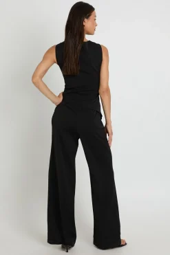 Combinaison Pantalon Large Taille Haute Style Gilet