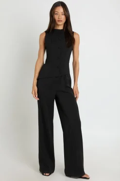 Combinaison Pantalon Large Taille Haute Style Gilet