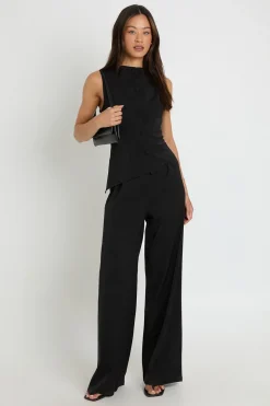 Combinaison Pantalon Large Taille Haute Style Gilet