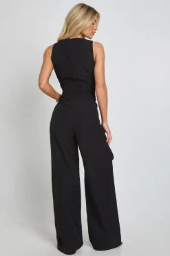 Combinaison Pantalon Large Taille Cache-cœur Avec Finitions Dorées