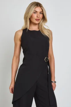 Combinaison Pantalon Large Taille Cache-cœur Avec Finitions Dorées