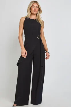 Combinaison Pantalon Large Taille Cache-cœur Avec Finitions Dorées
