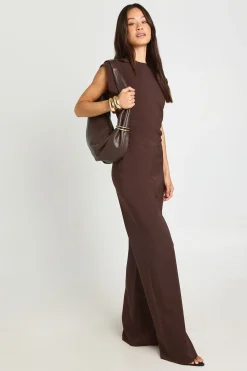 boohoo Combinaison Pantalon Large Taille Froncée Coupe Tall<Femme Looks Chocolat|Combinaisons Et Combishorts