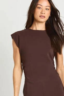 boohoo Combinaison Pantalon Large Taille Froncée Coupe Tall<Femme Looks Chocolat|Combinaisons Et Combishorts