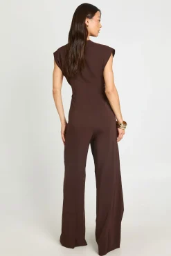 boohoo Combinaison Pantalon Large Taille Froncée Coupe Tall<Femme Looks Chocolat|Combinaisons Et Combishorts