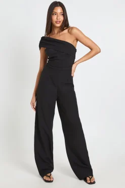 Combinaison Pantalon Large À Une Épaule Avec Détails Froncés