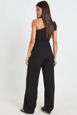 Combinaison Pantalon Large À Une Épaule Avec Détails Froncés