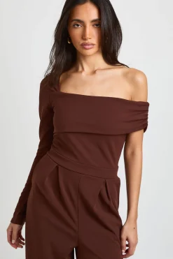 boohoo Combinaison Pantalon Large À Une Épaule En Crêpe Jersey<Femme Combinaisons Et Combishorts