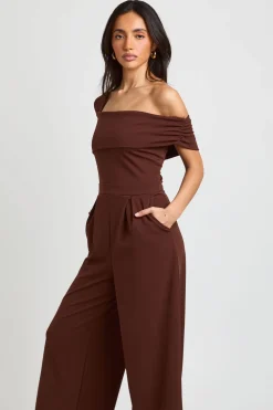 boohoo Combinaison Pantalon Large À Une Épaule En Crêpe Jersey<Femme Combinaisons Et Combishorts