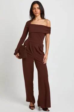 boohoo Combinaison Pantalon Large À Une Épaule En Crêpe Jersey<Femme Combinaisons Et Combishorts