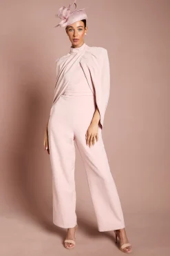 Coast Combinaison-pantalon Lisa Tan Beige À Col Montant Manches Cape Et Jambes Larges<Femme Combinaisons Et Combishorts
