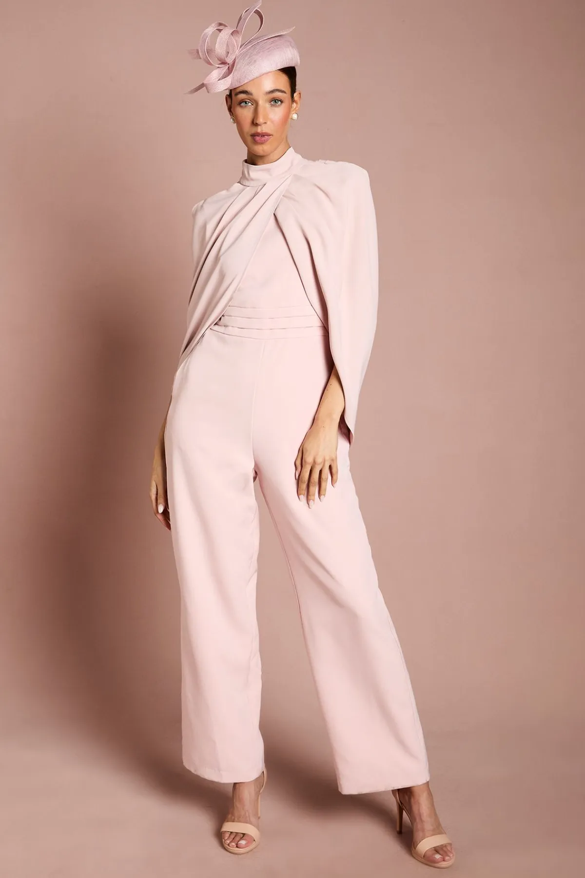 Coast Combinaison-pantalon Lisa Tan Beige À Col Montant Manches Cape Et Jambes Larges<Femme Combinaisons Et Combishorts