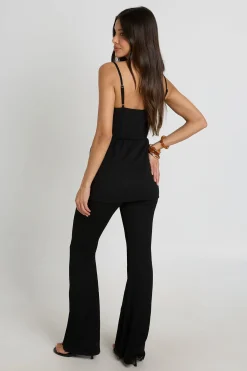 boohoo Combinaison-pantalon Longue À Double Épaisseur Avec Caraco Texturé<Femme Combinaisons Et Combishorts