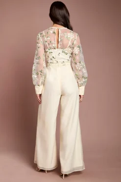 Coast Combinaison-pantalon À Manches Longues En Mesh Brodé De Fleurs<Femme Combinaisons Et Combishorts