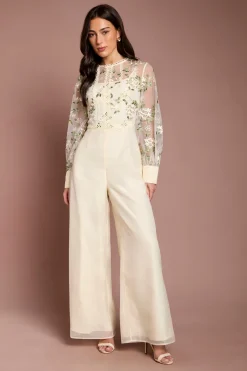 Coast Combinaison-pantalon À Manches Longues En Mesh Brodé De Fleurs<Femme Combinaisons Et Combishorts