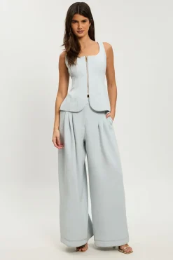 Combinaison Pantalon Petite À Basque Et Jambes Larges En Tissu Stretch Compact