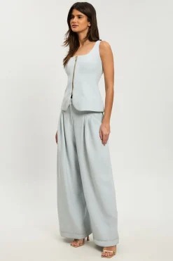 Combinaison Pantalon Petite À Basque Et Jambes Larges En Tissu Stretch Compact