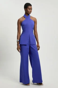 Combinaison-pantalon Petite En Satin De Coton Ajusté À Col Licou