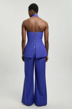 Combinaison-pantalon Petite En Satin De Coton Ajusté À Col Licou