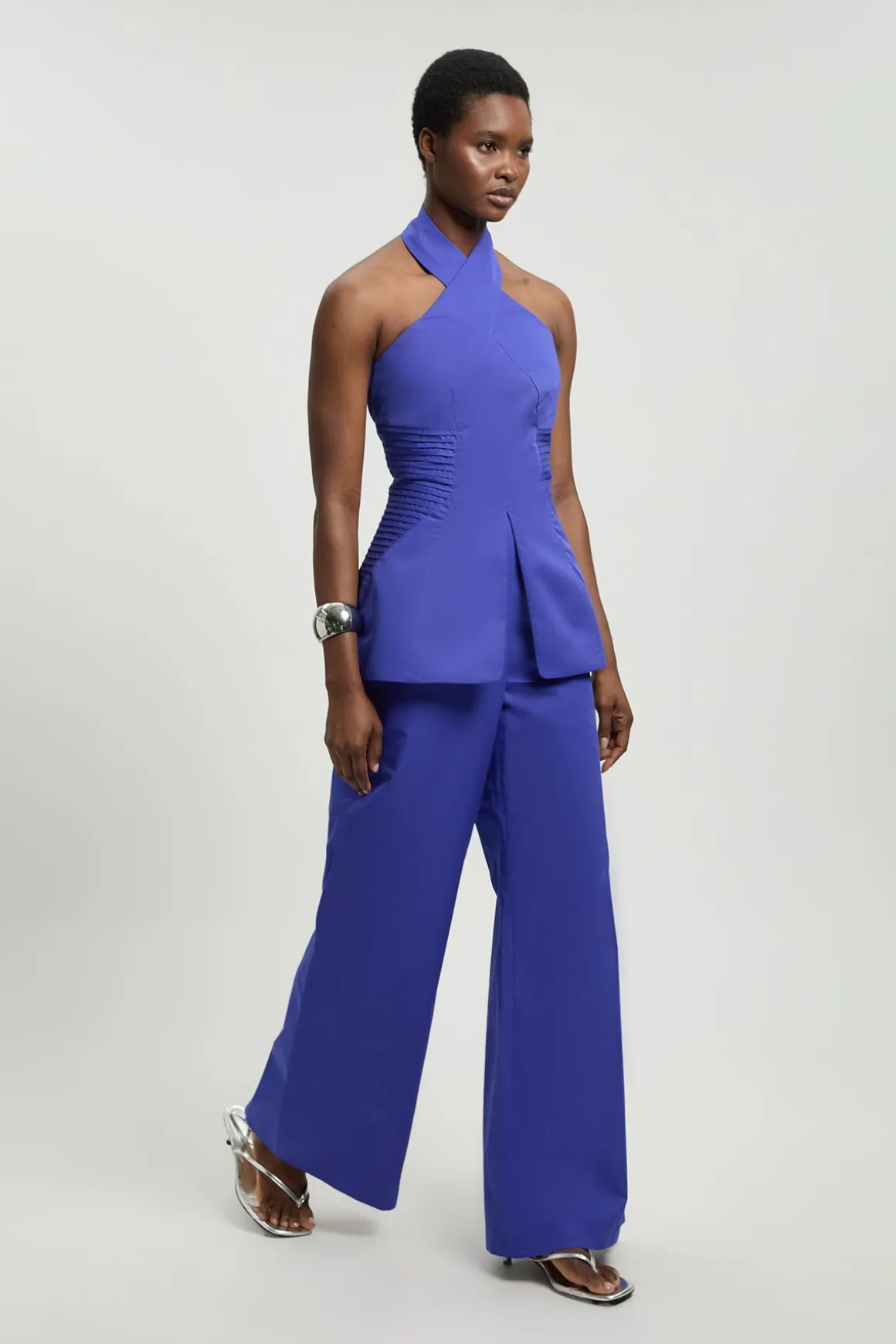 Combinaison-pantalon Petite En Satin De Coton Ajusté À Col Licou