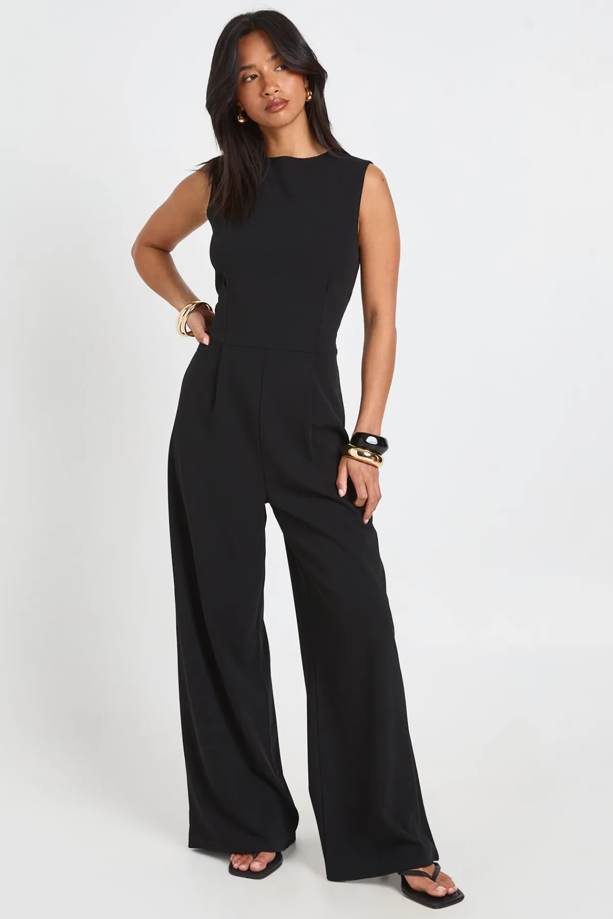 boohoo Combinaison Pantalon Petite Taille Haute Cintrée Col Montant Jambes Larges<Femme Combinaisons Et Combishorts