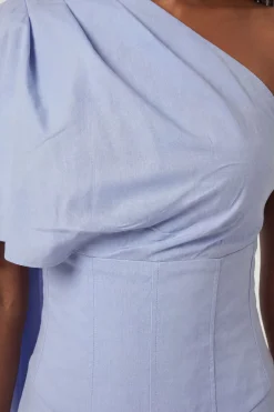 Combinaison-pantalon Premium En Lin À Col Montant, Une Épaule Et Jambe Large