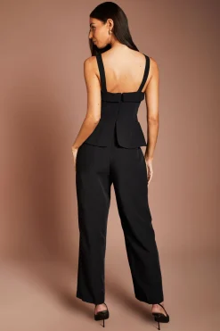 Combinaison-pantalon Sans Manches À Détail Péplum Avec Ceinture