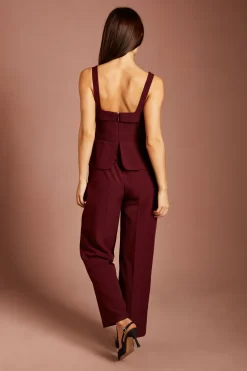 Combinaison-pantalon Sans Manches Ceinturée Avec Détail Péplum