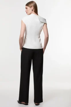 KarenMillen Combinaison-pantalon Tailleur Jambe Large Col Asymétrique En Tissu Compact Extensible<Femme Combinaisons Et Combishorts