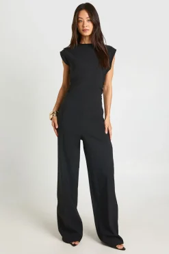 Combinaison-pantalon Taille Grande À Taille Froncée Et Jambes Larges
