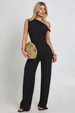 boohoo Combinaison-pantalon Texturée À Encolure Asymétrique Et Jambes Larges<Femme Combinaisons Et Combishorts