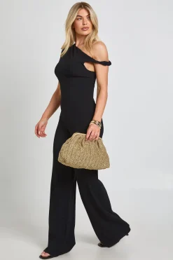 boohoo Combinaison-pantalon Texturée À Encolure Asymétrique Et Jambes Larges<Femme Combinaisons Et Combishorts
