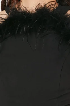 Combinaison Épaules Dénudées à Plumes