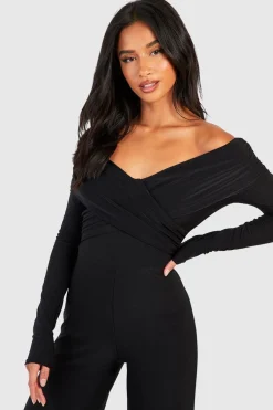 Combinaison Petite Premium Slinky à Décolleté Bardot et Détail Torsadé