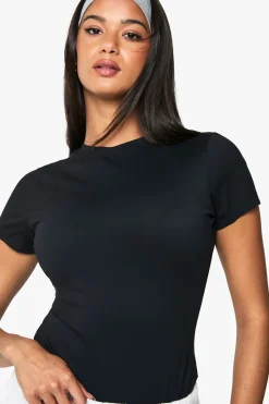 boohoo Combinaison sculptée Peached à manches courtes<Femme Tops