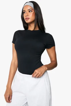 boohoo Combinaison sculptée Peached à manches courtes<Femme Tops
