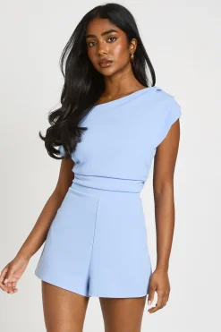 Combinaison Short Crêpe Jersey Épaule Drapée