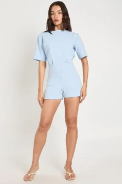 Combinaison-short En Crêpe Jersey À Manches Courtes