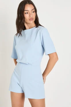 Combinaison-short En Crêpe Jersey À Manches Courtes