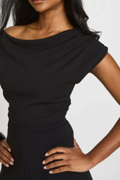 boohoo Combinaison-short En Crêpe Jersey À Épaule Drapée<Femme Combinaisons Et Combishorts