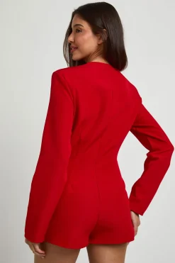 Combinaison-short À Jupe-culotte Et Manches Longues Style Tailleur